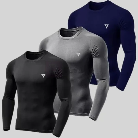 Kit 3 Camisetas Térmicas Masculina Segunda Pele Camisa Uv50-
