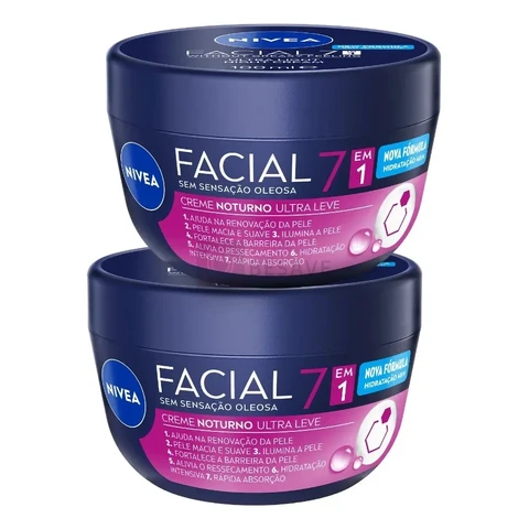 Kit Nivea Creme Facial Noturno 7 Em 1 2x100g Hidratação Todo Tipo De Pele Noite