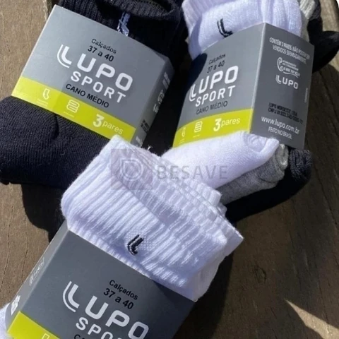 Kit 10 Pares Meia Lupo Original Masculina Cano Médio Algodão