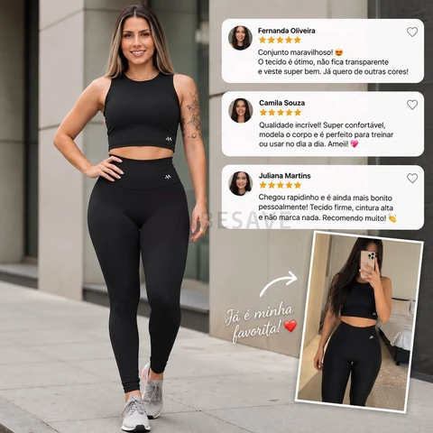 Conjunto Blackout Zero Transparência Legging E Cropped Suple