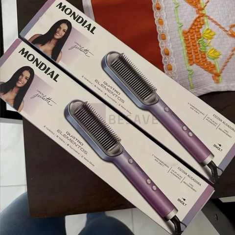 MONDIAL Escova Alisadora By Juliette, Azul/Rosa, Bivolt - EA-JU-03
