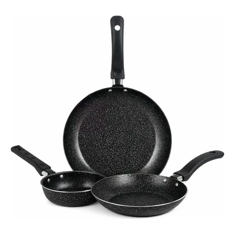 Jogo De Frigideiras Francesas 3 Peças 14 18 24cm Preto Nacional