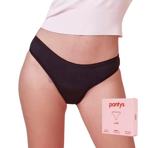 Calcinha Absorvente Menstrual Pantys Xodó, Fluxo Moderado, Feminino, Preto, 1 Unidade