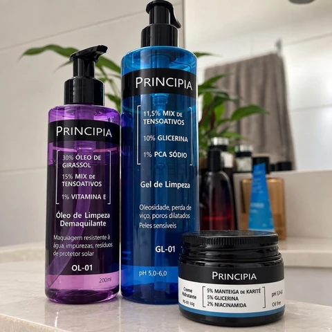 Principia Kit Limpeza E Hidratação Ch-01 + Ol-01 + Gl-02 Todo Tipo De Pele Dia/noite