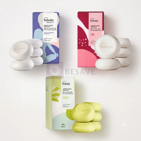 Kit 3 Caixas De Sabonetes Tododia Com 5un 90g Cada: 1 Todanoite + Cereja E Avelã + Capim Limão E Hortelã