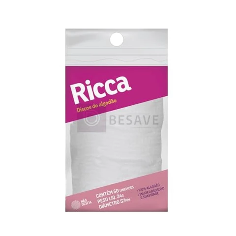 Ricca Discos De Algodão, contém 50