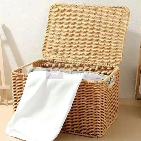 1 Cesto Caixa Organizador Grande Vime Quarto Banheiro Rattan