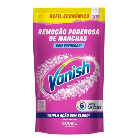Tira Manchas Líquido Vanish Oxi Action Pink refil 500ml para Roupas Coloridas. Sem Cloro, Remove Manchas sem Danificar o Tecido, Preserva as Cores e Deixa as Roupas com Aparência de Novas