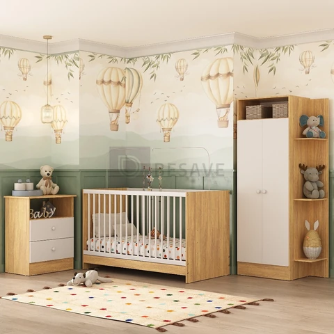Jogo de Quarto Infantil com Colchão Incluso Trevalla Móveis Pom Pom com colchão