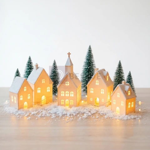 Kit 5 Casinhas Vila Natalina Iluminadas - Com Velas de Led - Magia e Aconchego para o seu Natal