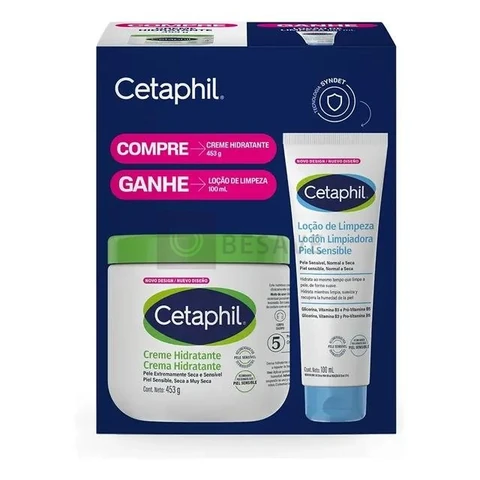 Kit Cetaphil Creme Hidratante 453g + Loção de Limpeza 100ml - Hidratação 48h Corporal e Facial para Pele Sensível, Normal a Seca