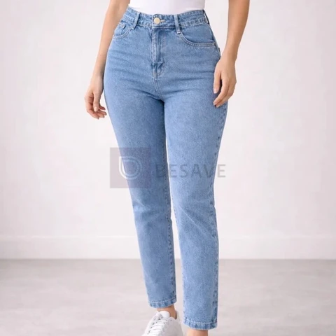 Calça Jeans Mom Stillger Feminina Cintura Alta Cor Clara