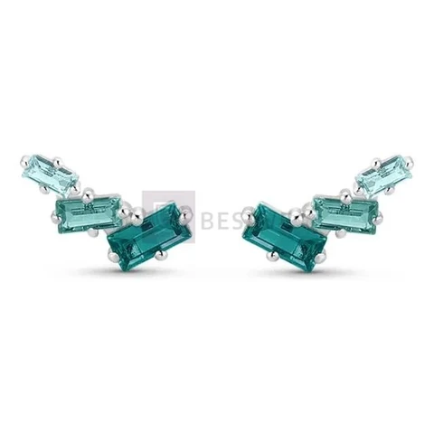 Brinco Life Aurora Em Prata 925 Com Pedras Verdes