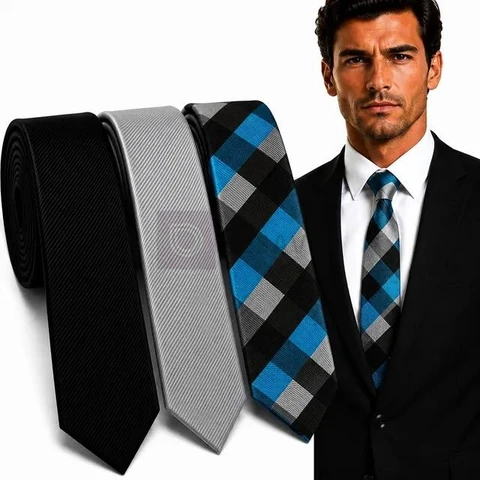 Kit 3 Gravatas Slim Masculinas Social Elegante Premium