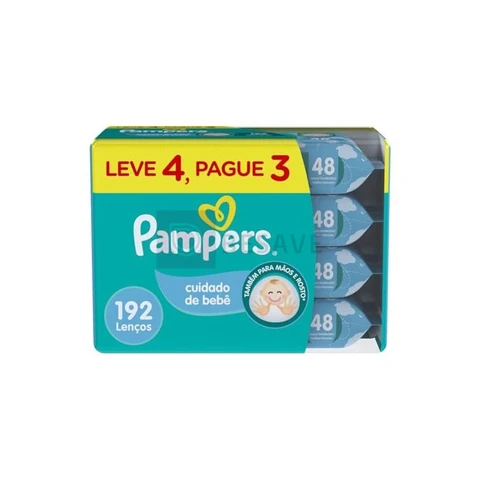 Lenços Umedecidos Pampers Cuidado de Bebê 192 Unidades