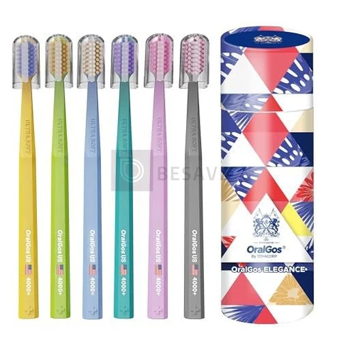 OralGos Escova de Dentes Premium 6 unidades Colorido, Cerdas Ultra Macias