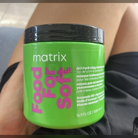 Matrix Food For Soft Máscara Capilar Hidratante, Com Ácido Hialurônico e Óleo de Abacate, Hidratação Profunda, Brilho e Maciez, Fórmula Vegana, Para Cabelos Secos, 500ml