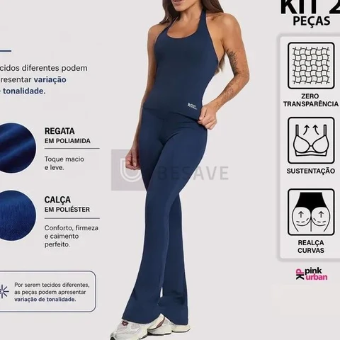 Kit Regata Frente Única Poliamida + Calça Flare Blackout Cin