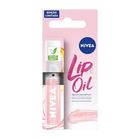 NIVEA Lip Oil Brilho Nutritivo Natural Glow 5,5ml, Hidratação Prolongada, Efeito Gloss, Para Todos os Tons de Pele
