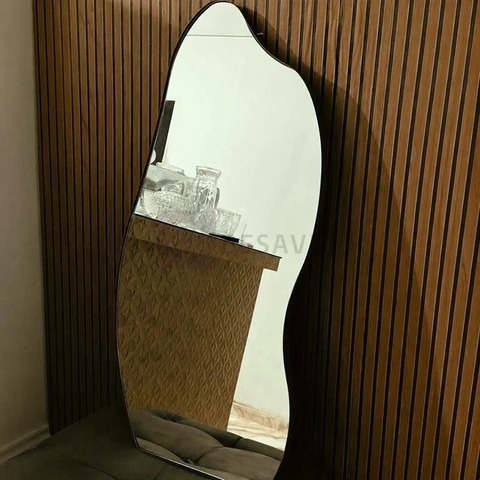 Espelho 100x50 Orgânico Corpo Inteiro Grande Moldura Caramelo