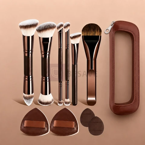 Conjunto De Pincéis De Maquiagem De Alumínio 7/8/11/19 Unidades – Blush Em Pó De Base Sintética Macia, Kit Versátil Pro