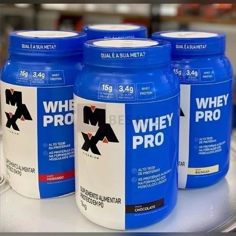 Whey Protein 1kg Whey Pro Max Titanium Sabor Chocolate BCAA e Aminoácidos