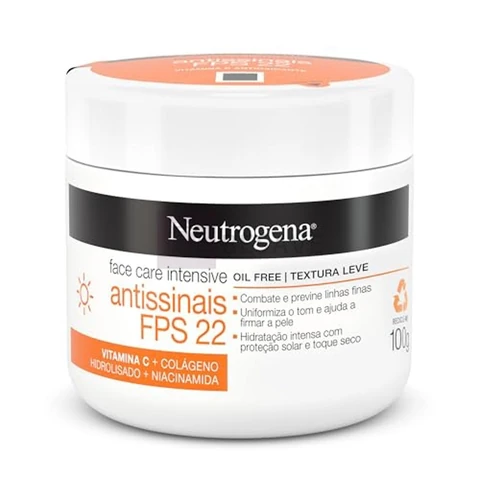Creme Facial Antissinais Neutrogena Face Care Intensive, FPS 22, 100g