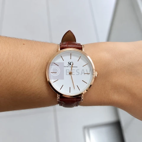 Relógio Feminino Couro Dourado Bronx Rosé Gold 32mm