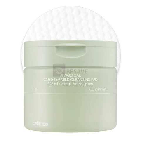 celimax Almofada de limpeza suave Ji.Woo.Gae One Step (60 blocos) | Removedor de maquiagem fácil em um passo, almofadas de água de limpeza, tamanho grande, limpador de rosto hidratante, calmante,