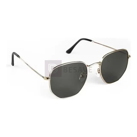 Óculos De Sol Saint Germain Dourado Harbor Aviador Uv400 Lente Preto Desenho Espelho