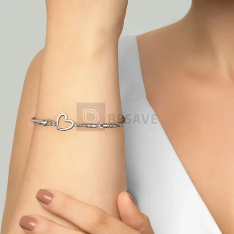 Pulseira Life Coração Em Prata 925