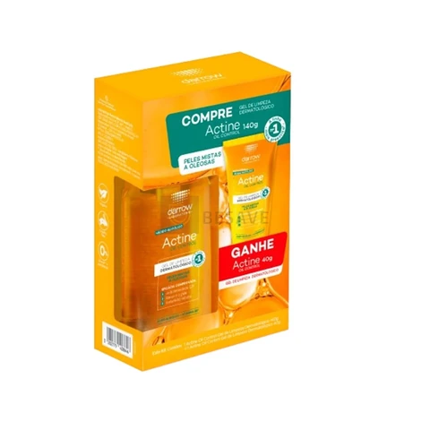 Darrow Actine Oil Control Kit Gel de Limpeza Dermatológico Facial com Ácido Glicólico e Vitamina B5 que Controla Oleosidade sem efeito rebote, Renova a Pele e Reduz Poros, 140g + 40g