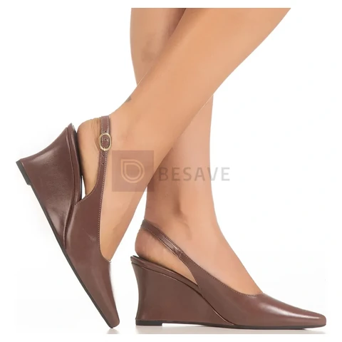 Scarpin Feminino Slingback Anabela Salto Alto Cunha Gigil