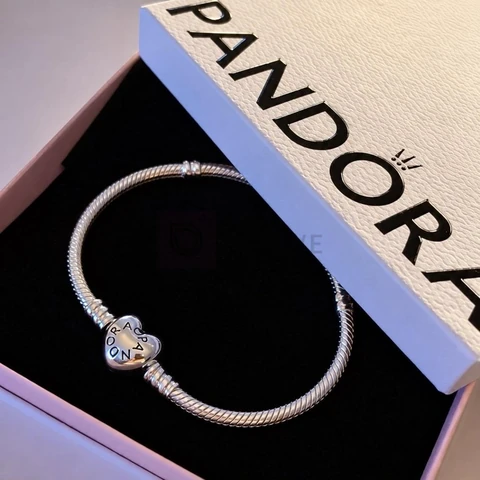 Bracelete Pandora Pulseira De Prata E Fecho Coracao