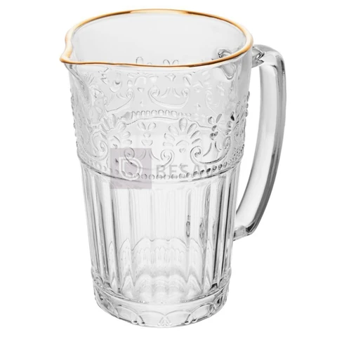 Jarra Mauve Fio de Ouro Cristal 750ml Wollf Perfeita Casamentos Festas Bar em Casa Decoração Elegante Sofisticada Chique