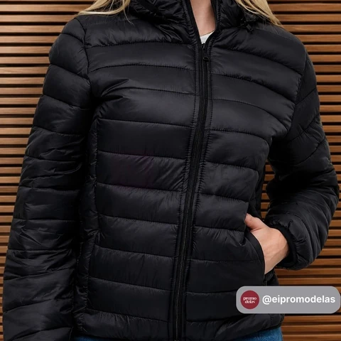 Jaqueta Feminina Puffer Bobojaco Nylon Impermeável Capuz