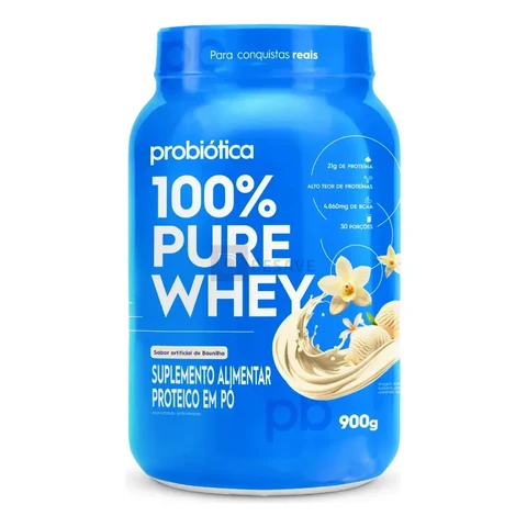 Whey Concentrado Probiótica 100% Pure Whey Sabor Baunilha Pote de 900g