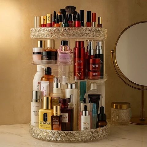 Vittak Organizador Maquiagem Cosméticos Batom Acrílico Giratório 360º Ajustável