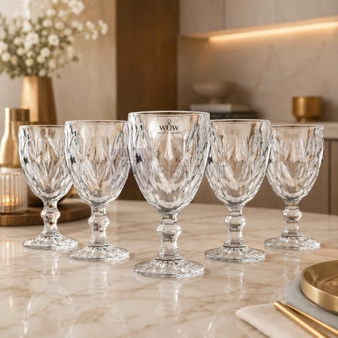 Jogo De Taças De Vidro Diamond Cristal 325ml 6 Peças