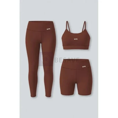 Kit Conjunto Fitness Legging E Short Powerslim + Top Alça