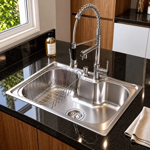 Cuba Gourmet Aço Inox 50x40 Cozinha Com Torneira Spray Monocomando de Bancada Cesto Escorredor Dispenser Prata