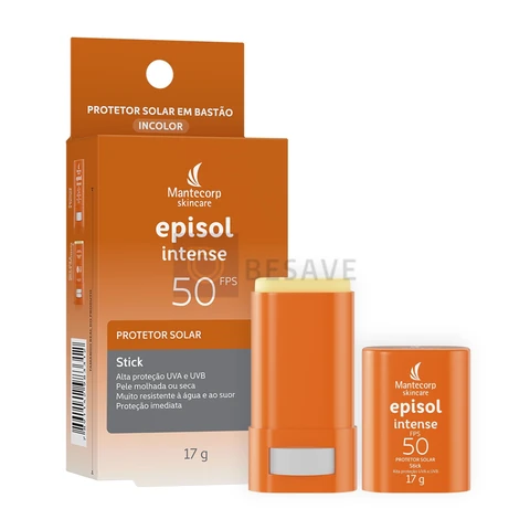 Mantecorp - Protetor Solar Episol Intense Stick FPS 50 - Alta Proteção e Hidratação em Formato Prático - 17g
