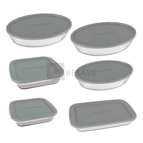 Conjunto Assadeira Marinex 1576 com Tampa Cinza 6 Peças