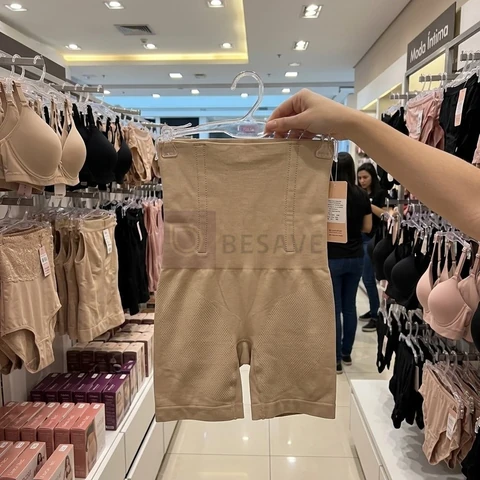 Cinta Modeladora Shorts Alta Compressão Shaper 4 Barbatana Cor Bege Tamanho G/gg 46 Ao 52