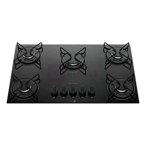 Cooktop 5 Bocas A Gás Atlas Agile Up Mega Chama Preto