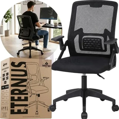 Cadeira De Escritorio Ergonomica Nr17 Ethernus Marqs Home Giratoria Resistente Reforçada 180kg Confortavel Reuniao Preto