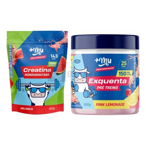 Kit Suplemento Mu Creatina Melancia Exquenta Pink Lemonade Pó Energia/nutricional 2 Piezas 1.2kg Unidad Mu Performance +mu