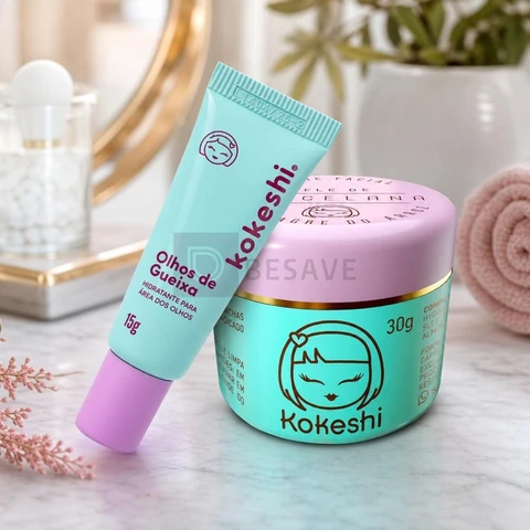 Kit Dupla Renovadores Faciais Kokeshi Pele Porcelana Olhos Gueixa