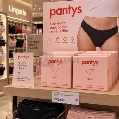 Calcinha Absorvente Menstrual Pantys Xodó, Fluxo Moderado, Feminino, 1 Unidade