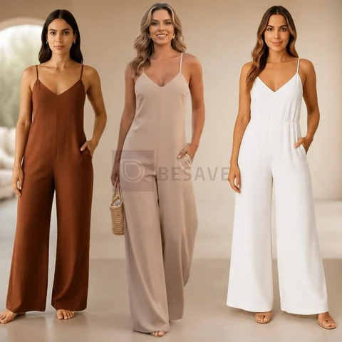 Macacão Feminina Calça Ampla de Festa Chá Revelação Casamento Convidada Confortável Final do Ano